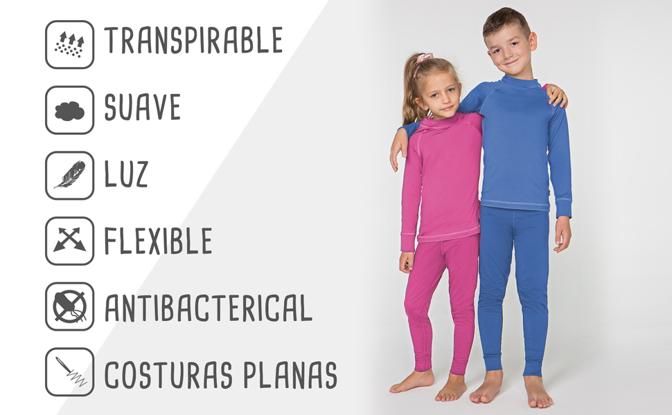ropa camiseta térmica manga larga pijama invierno interiores pantalon termico niña niño conjunto