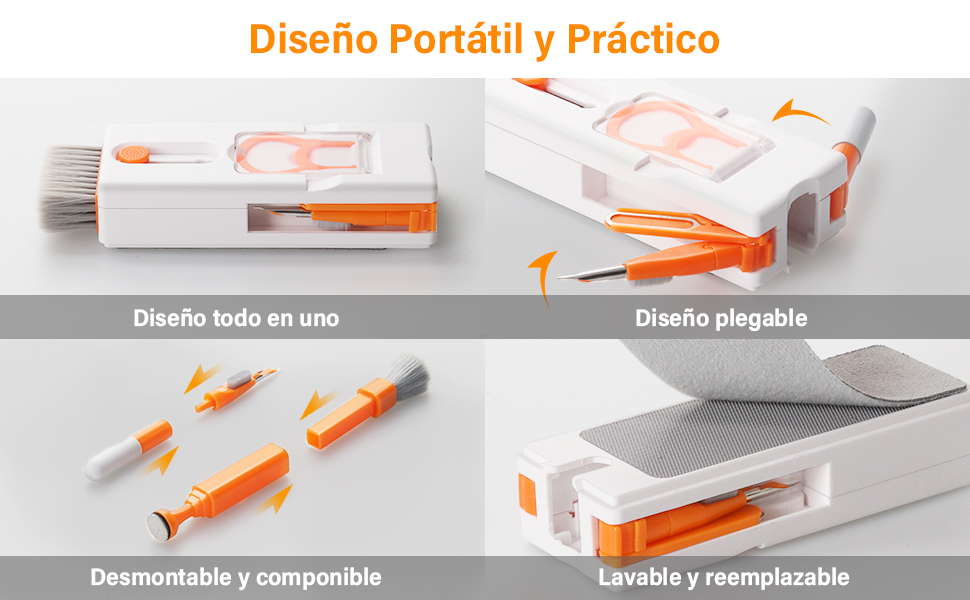 El kit de limpieza del teclado está diseñado para ser práctico y portátil.