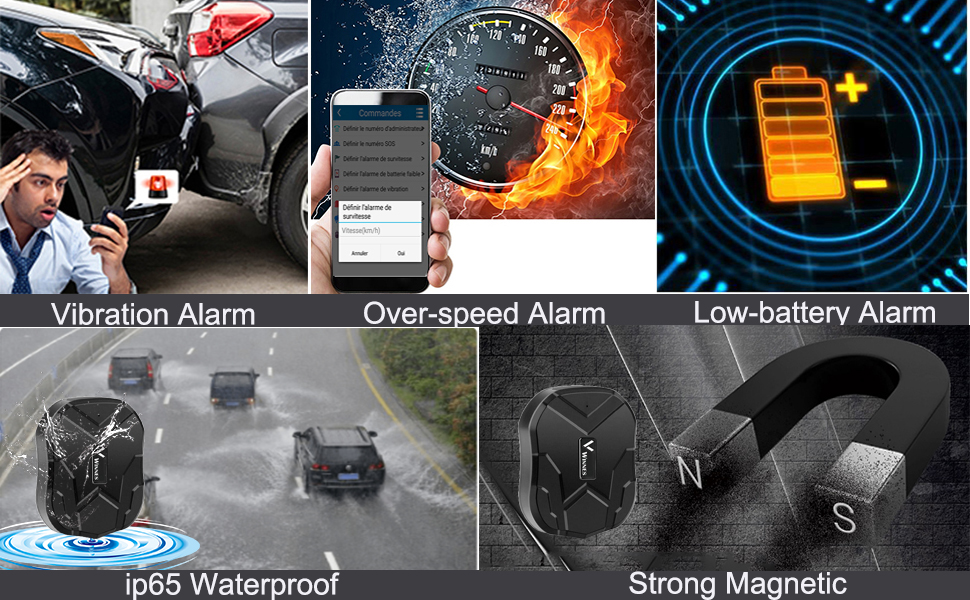 Winnes rastreador gps con alarma multifuncional aplicación push alertas