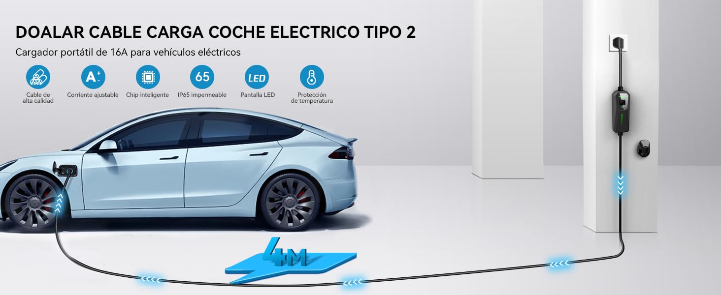 DOALAR Cable Carga Coche Electrico Tipo 2