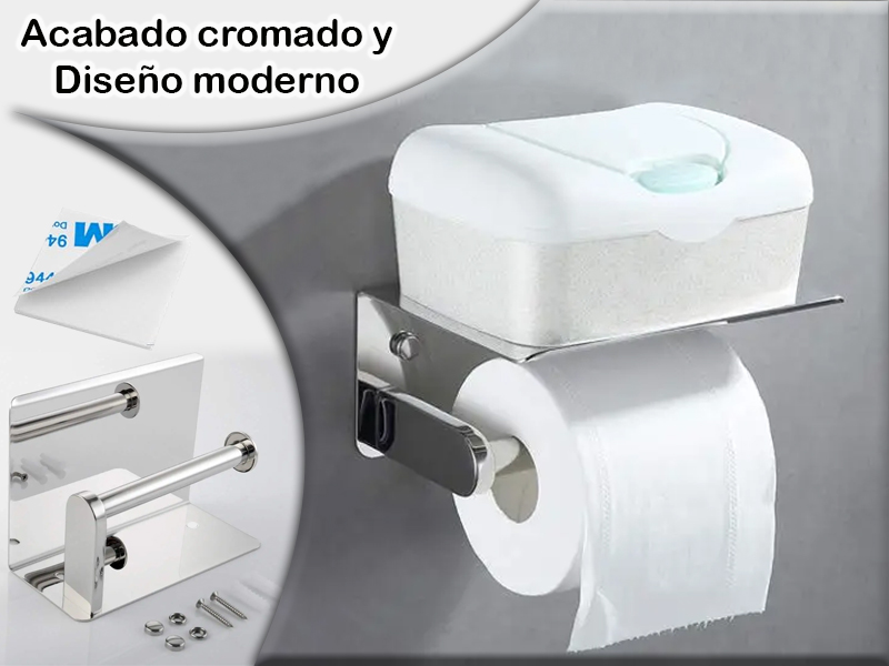 Cromo, adhesivo,montado en la pared,Estante,tornillos,portarrollos de baño, perforación, adhesivo 3M