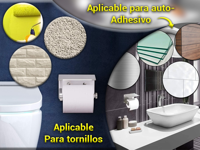 Cromo, adhesivo,montado en la pared,Estante,tornillos,portarrollos de baño, perforación, adhesivo 3M