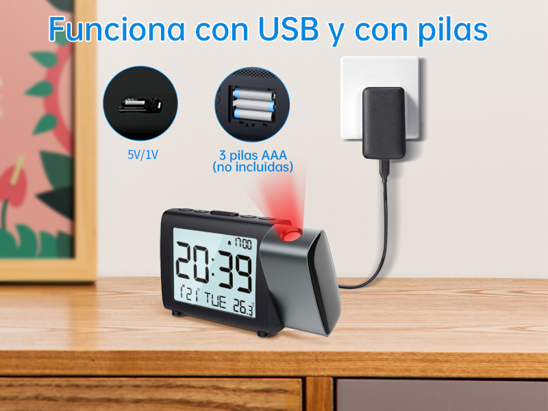 MeesMeek Reloj despertador de proyección para dormitorio