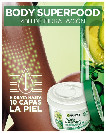 CREMA DE CUERPO, BODY SUPERFOOD, HIDRATACION PIEL, CREMA PIEL SECA, ACIDO HIALURONICO, AGUACATE