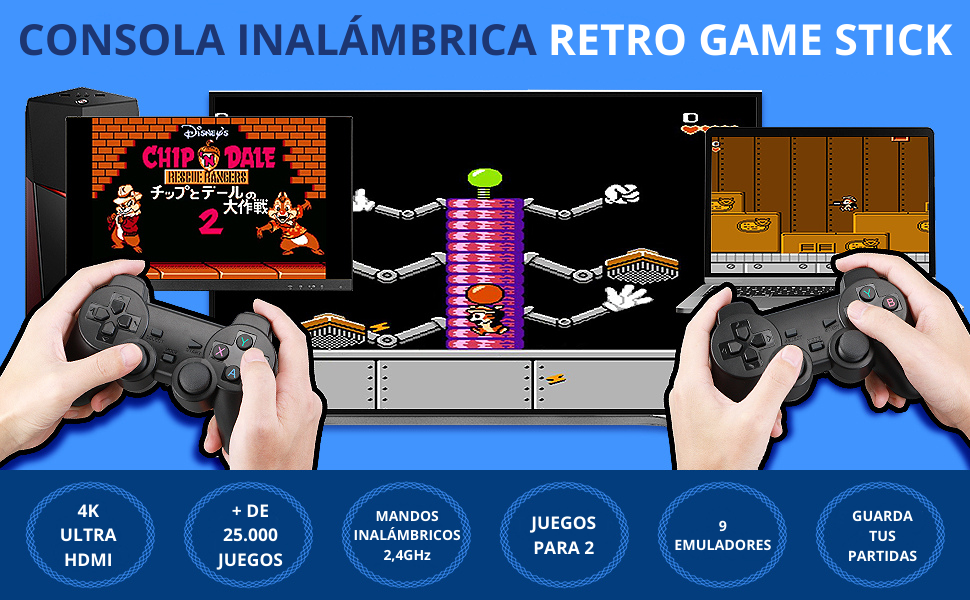 Consola Retro 4K HDMI Portátil Conectable a TV |+ de 25,000 Juegos Preinstalados|