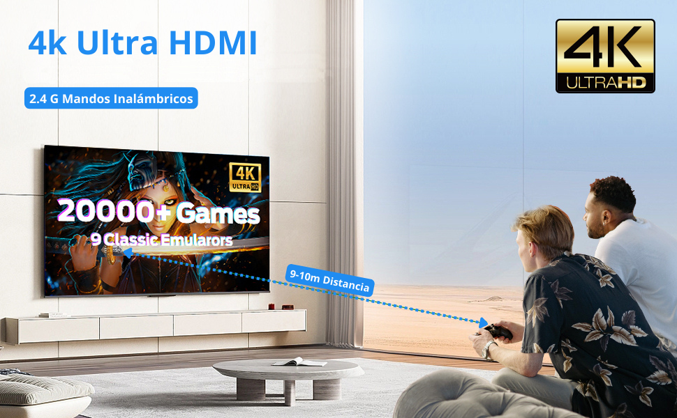 Consola Retro 4K HDMI Portátil Conectable a TV |+ de 25,000 Juegos Preinstalados|