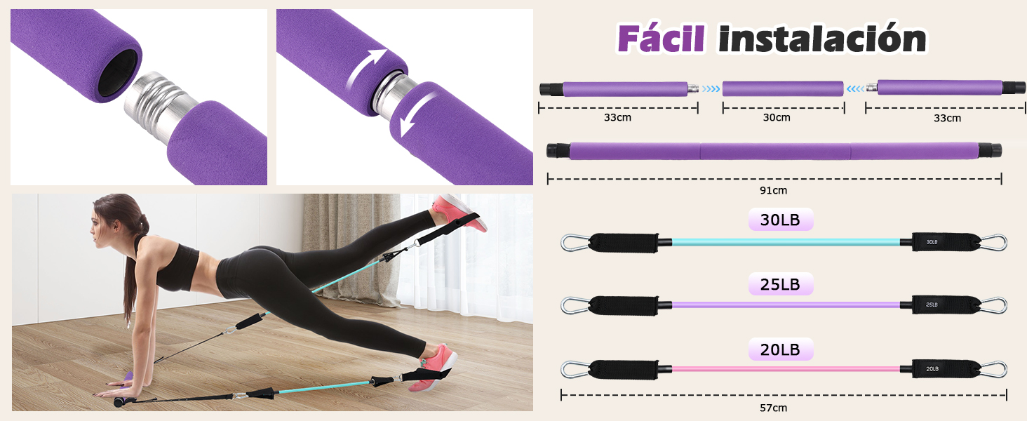 Kit de barra de Pilates 