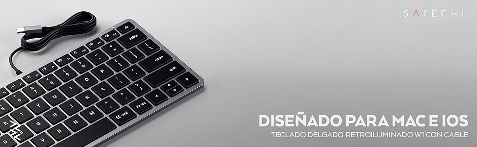 Teclado delgado retroiluminado W1 con cable