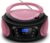 Boombox – Reproductor de CD portátil – CD/CD-R – USB – Radio FM – Entrada AUX-IN – Toma para auriculares – Radio para niños – Radio CD – Canal estéreo – Sistema compacto – Rosa brillante (Pretty Pink)