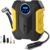 CaRSun Compresor Aire Coche,Inflador Ruedas Coche de 12V,Compresor Aire Portatil de 150PSI con Indicador de Presión de Neumáticos y Luz LED, Amarillo