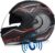 Casco De Moto Casco Motocross Aletas integrales con Bluetooth Modular con lentes dobles HD Viseras dobles Cascos de motocross aprobados por ECE / DOT Protección contra la lluvia Viseras antiniebla LI