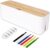 Organizador de Cables + 6 Bridas Y Guia Adhesiva – Caja Organizadora Recoge Cables – Caja de Cables Tapa Madera Blanca – Organizador de Escritorio, Apto para Hogar y Oficina