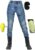 Pantalones de Moto Para Mujer/hombre Fabricados con Tela Stretch denim, Pantalón de Protección Para Motocicleta,Pantalones con Bolsillos Y 4 Almohadillas Protectoras Desmontables (Blue Female-B,XL)