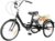 PIOJNYEN Triciclo para Adultos 20 Pulgadas 8 velocidades Bicicleta Triciclo con Cesta y Respaldo, Ruedas de Ciudad Plegables para 155-185 cm, Color Negro