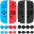 SENHAI Funda Aplicabilidad con Nintendo Switch Joy-con mandos con agarres de protección, 2 Pares de Funda de Silicona para joysticks con 16 Palos, Color Negro, Azul y Rojo