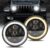 Teguangmei 7 Pulgadas Halo Faros Delanteros LED, Angel Eye Ámbar Señal de Giro Blanco DRL Luz Alta/Baja para J-eep Wrangler JK TJ LJ CJ Hummer H1 H2, con H4 H13 Adaptador Ronda Faros LED – 1Pair