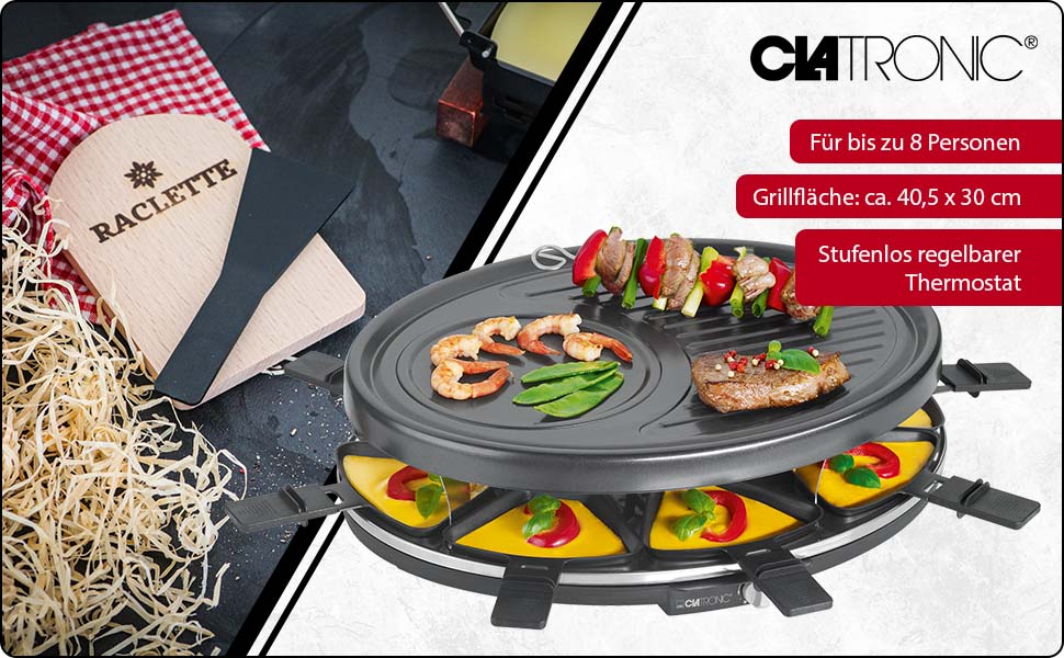 RG 3776 - Raclette (8 personas, madera, antiadherente, tacto frío)