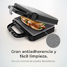 Cecotec Sandwichera 2 Sandwiches Rock'nToast Deep 3in1. 1000W,