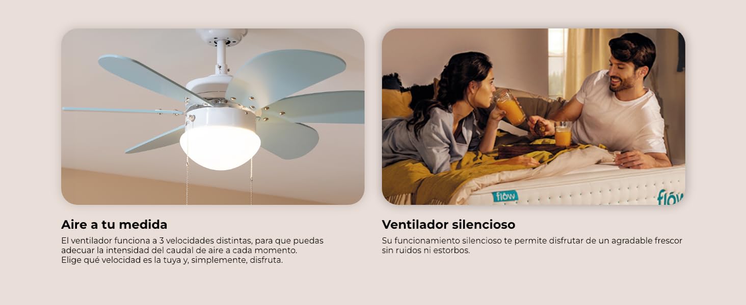 ventilador de techo con luz led ventiladores lampara aspas silencioso dormitorio Cecotec ceiling fan