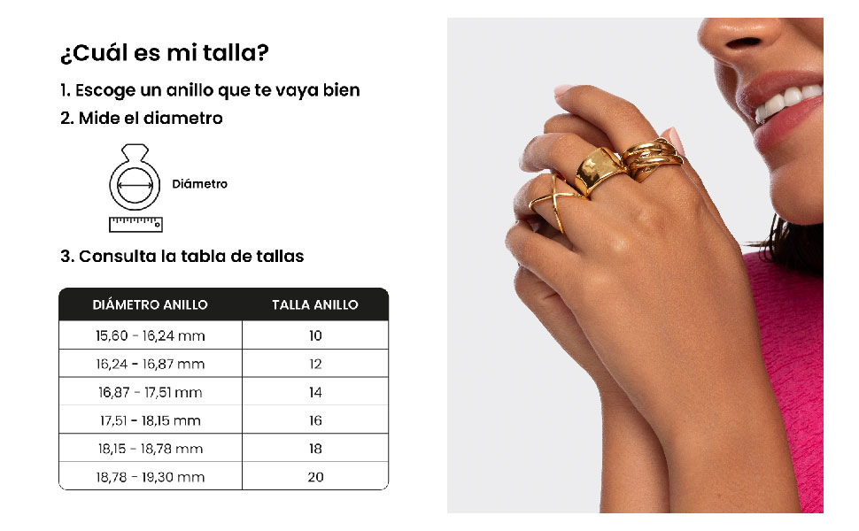 talla anillos, español