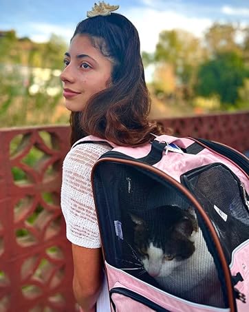 pink mochila gato