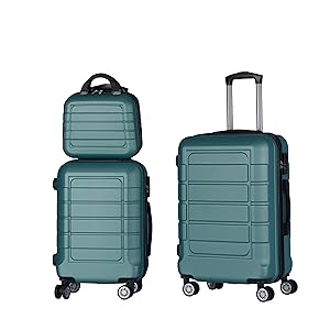 T-LoVendo Juego de 3 Maletas Set Trolley Maleta Cabina Neceser ABS Candado 4 Ruedas, vista general.