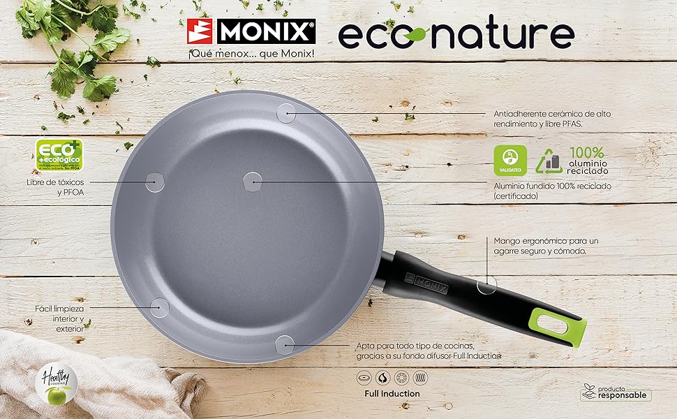 MONIX, Eco Nature, sartenes, ceramico, sostenible, aluminio