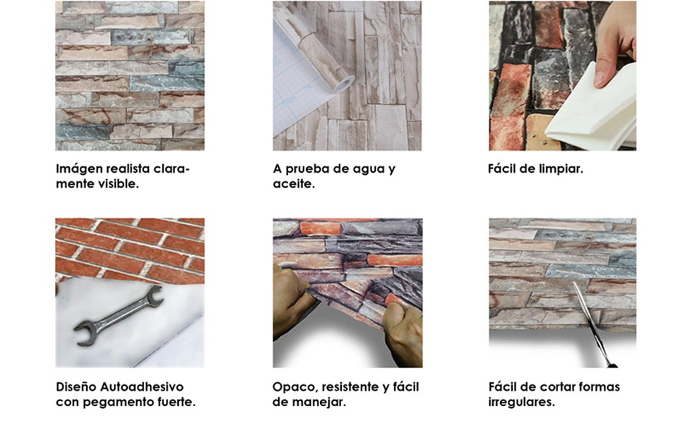 papel adhesivo pared piedra ladrillos