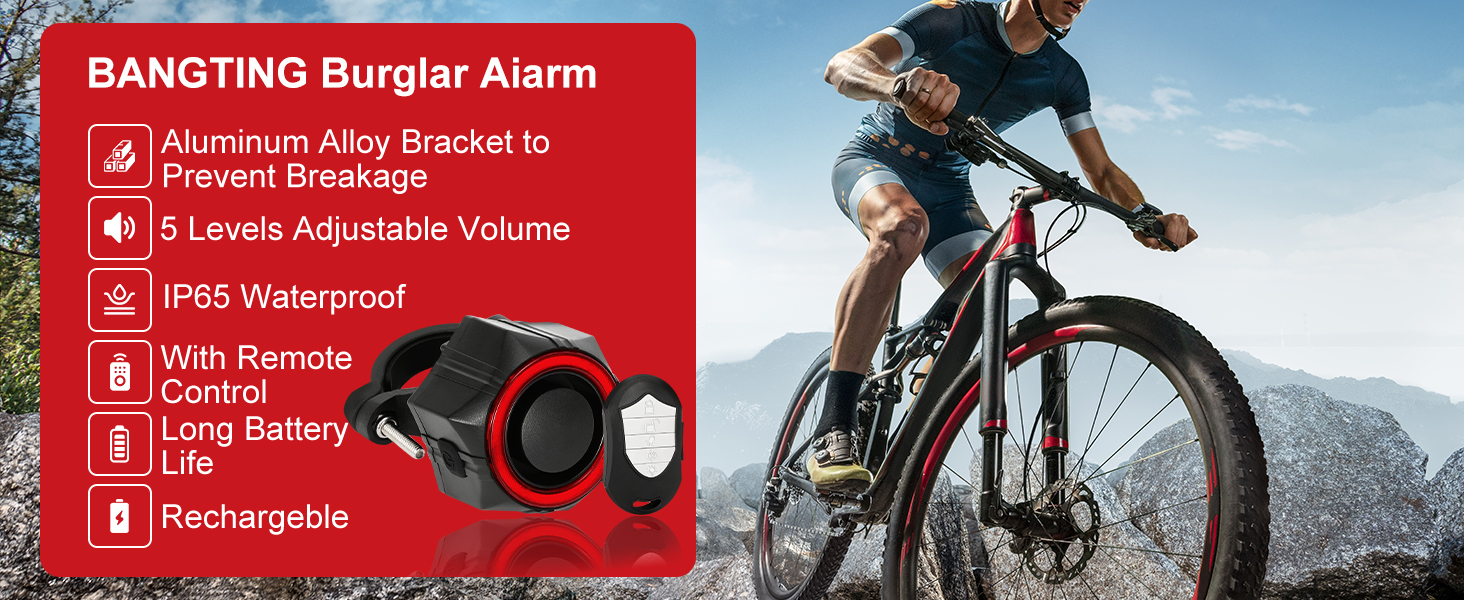 BANGTING 110 dB Alarma Bicicleta con Control Remoto