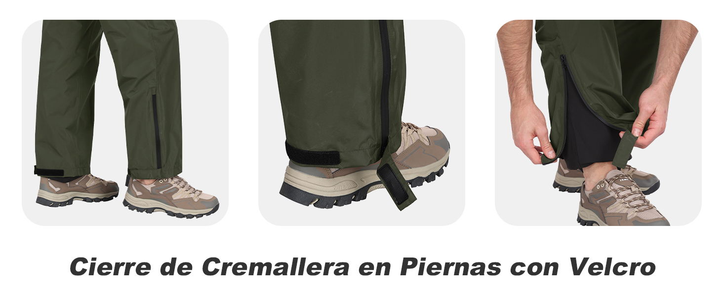 MoFiz Pantalón de Lluvia Hombre Impermeable Sobrepantalón Pantalones de Senderismo con Bolsillos