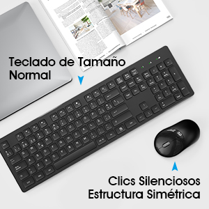 Teclado de tamaño normal y ratón silencioso