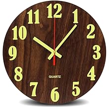 Reloj fosforescente silencioso, sin tic tac – para cocina, oficina, sala de estar, dormitorio – Ø 25 cm