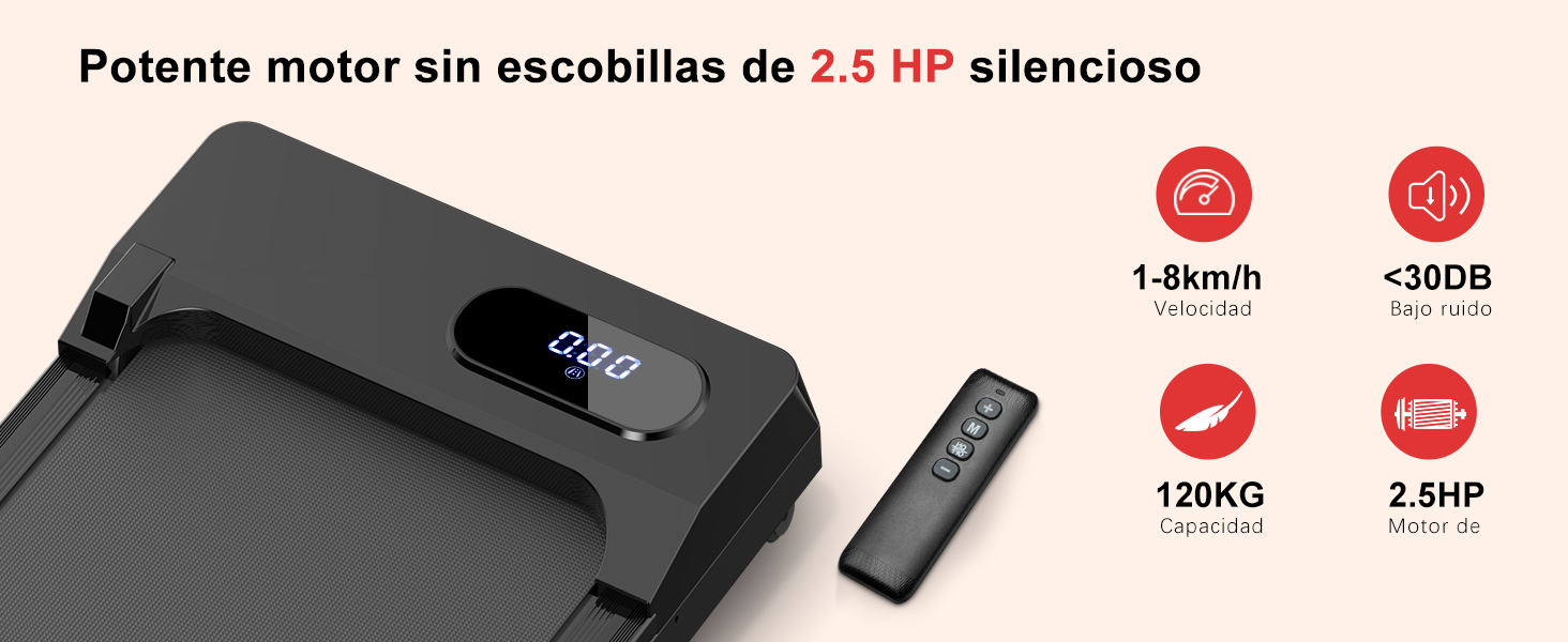 Cinta de Correr Plegable 2 en 1-2.5HP Cinta de Correr Eléctrica Debajo del Escritorio