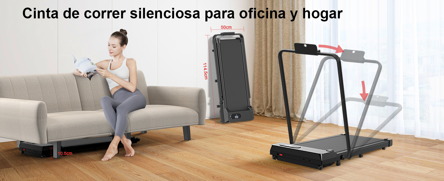 Cinta de Correr Plegable 2 en 1-2.5HP Cinta de Correr Eléctrica Debajo del Escritorio