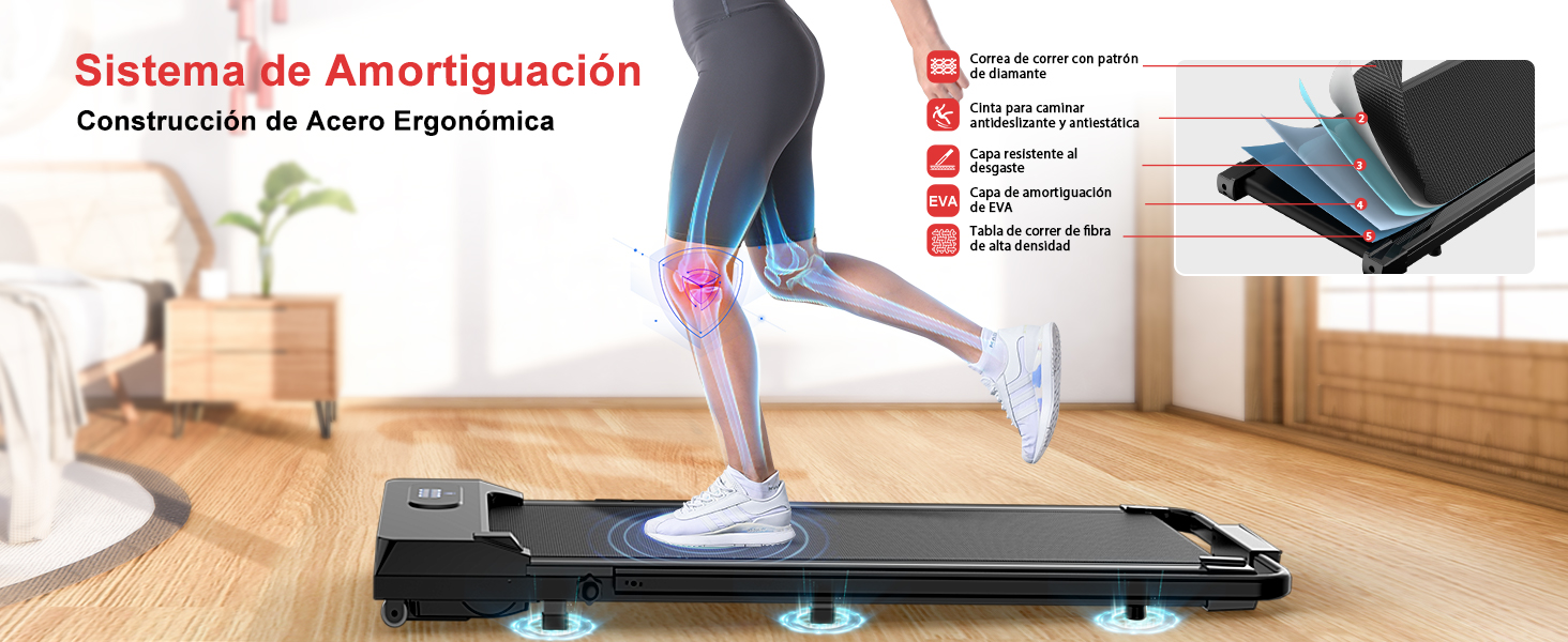 Cinta de Correr Plegable 2 en 1-2.5HP Cinta de Correr Eléctrica Debajo del Escritorio