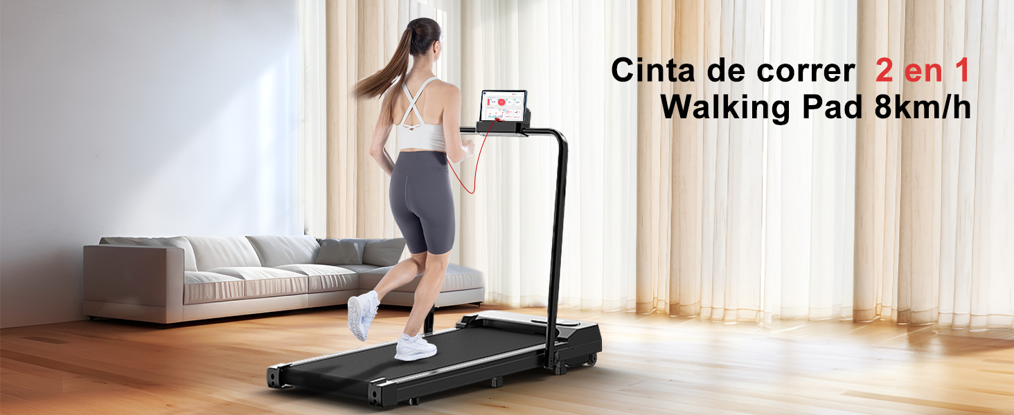 Cinta de Correr Plegable 2 en 1-2.5HP Cinta de Correr Eléctrica Debajo del Escritorio