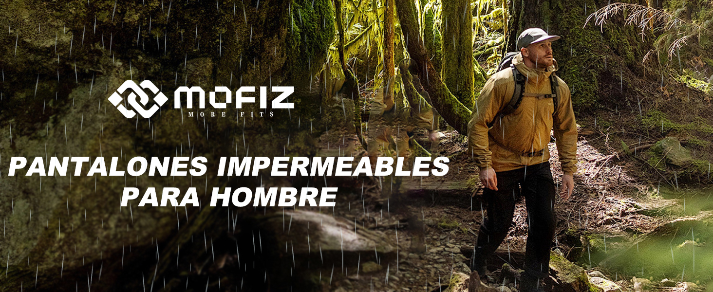 MoFiz Pantalón de Lluvia Hombre Impermeable Sobrepantalón Pantalones de Senderismo con Bolsillos