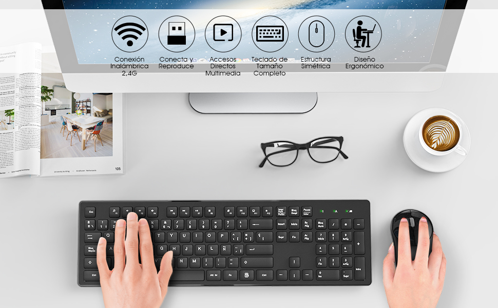 Deeliva Pack teclado y raton inalámbrico