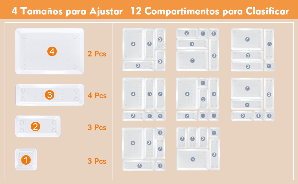 Radikor 12 Piezas Organizadores de Cajones