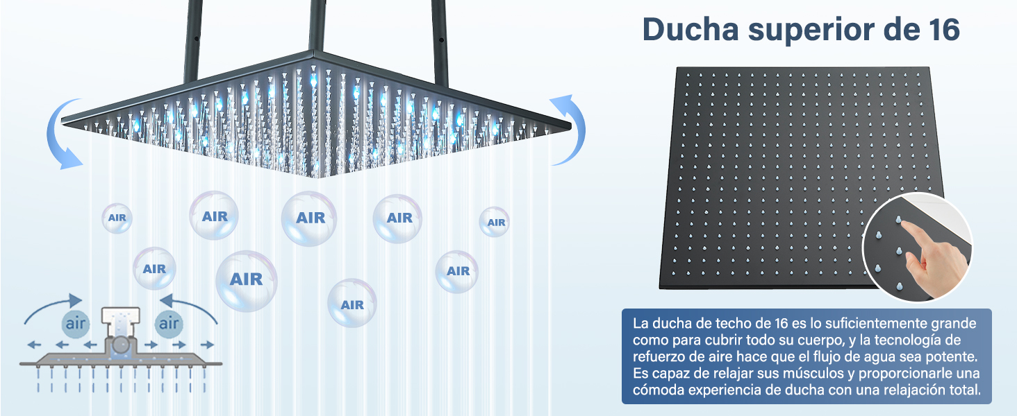 Sistema De Ducha Empotrado,TVTIUO Set De Ducha Termostática Negro Montado en el Techo