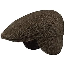 Slouchy Hat Men Invierno plano Cap Peaked Lana Earflaps Fleece gorra plana Invierno Otoño Hat Cap