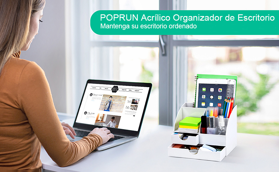 POPRUN Acrilico organizador de escritorio