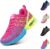 Zapatillas de Running Mujer Deportivas Zapatos Zapatillas de Running Ligero Transpirables Gimnasio Sneakers Deportivas Casual Negro Gris Rojo EU 35-42