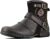 OSSTONE Botas para Moto Botines Hombre de Invierno Piel Zapatos Negras Vestir Nieve Piel Forradas Calientes Planas Combate Militares Cremallera Boots OS-5008-1-DarkBrown