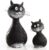 Logbuch-Verlag Juego de 2 figuras de gato de pie, color negro y blanco, 15 cm + 9 cm, decoración de gatos, regalo para amantes de los gatos, Navidad, cumpleaños