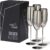 Oak & Steel – 4 Elegantes Copas de Champán de Acero Inoxidable, 285ml – Copas Cava de Acero Inoxidable Plateado – Set Original para Brindis, Bodas, Fiestas y Celebraciones