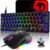 LexonElec MK21 UK Layout 60% Teclado Mecánico Set, 62 Teclas con Cable RGB Teclado Retroiluminado para Juegos + 6400DPI Ratón de Nido de Abeja Ultraligero + Mouse Pad para PC Mac – Black/Blue Switch