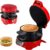 Sandwichera Eléctrica Tostadora De Sándwich, Sandwichera con anillo para tortillas, Hamburguesera de 600 W con revestimiento antiadherente, Con Temporizador De Cuenta Atrás Digital Hamburguesas (Red)