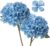 2 Piezas de hortensias Artificiales, Flores Artificiales con Tallos de impresión Digital Falsa Flor Seca decoración del hogar para Cocina para Sala de Estar, Oficina, Azul