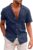 2023 Camisas Manga Corta Hombre Verano Lino de algodón Color sólido Moda Cuello en V Casual Botones Cárdigan T-Shirt Blusas Camisas Original básic Camiseta Tops Oficina Vacaciones